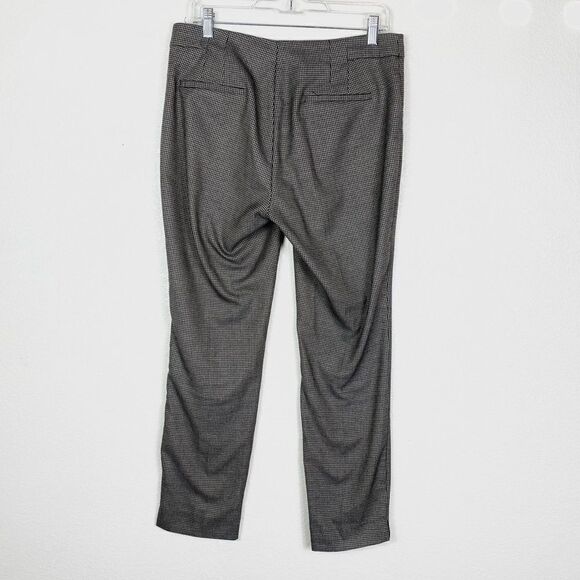Zara Basic Brown Mini Houndstooth Check High Rise Trouser Pants - Picture 2 of 5